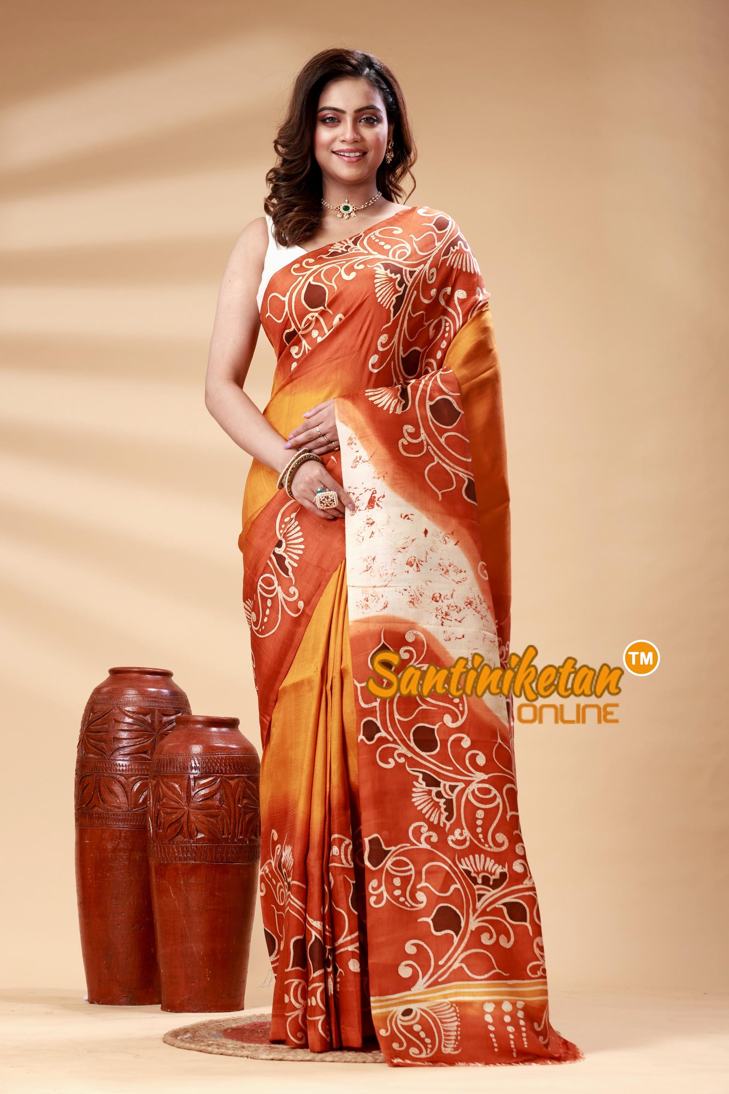 Hand Batik On Murshidabad Silk Saree SN202524985