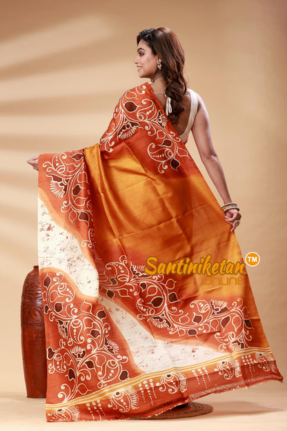 Hand Batik On Murshidabad Silk Saree SN202524985