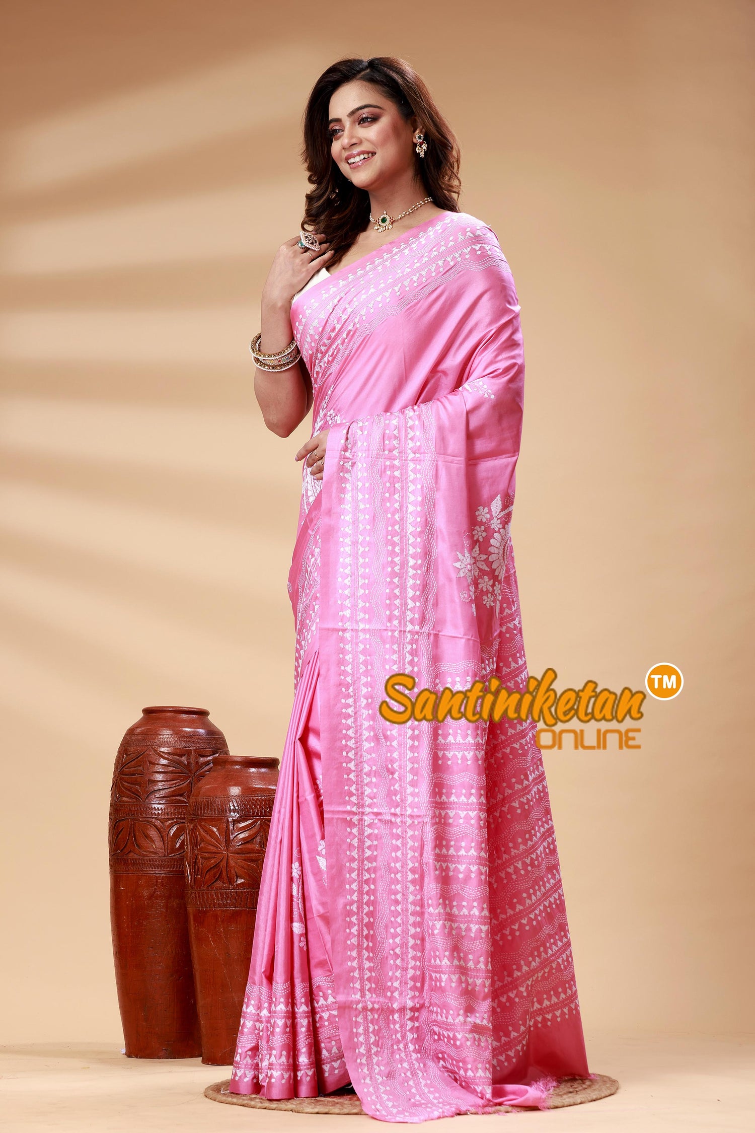 Bangalore Silk Kantha Stitch Saree SN202524991