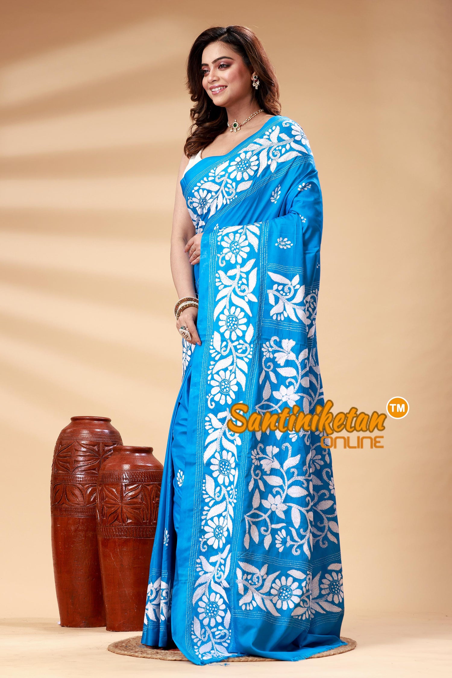 Bangalore Silk Kantha Stitch Saree SN202525003