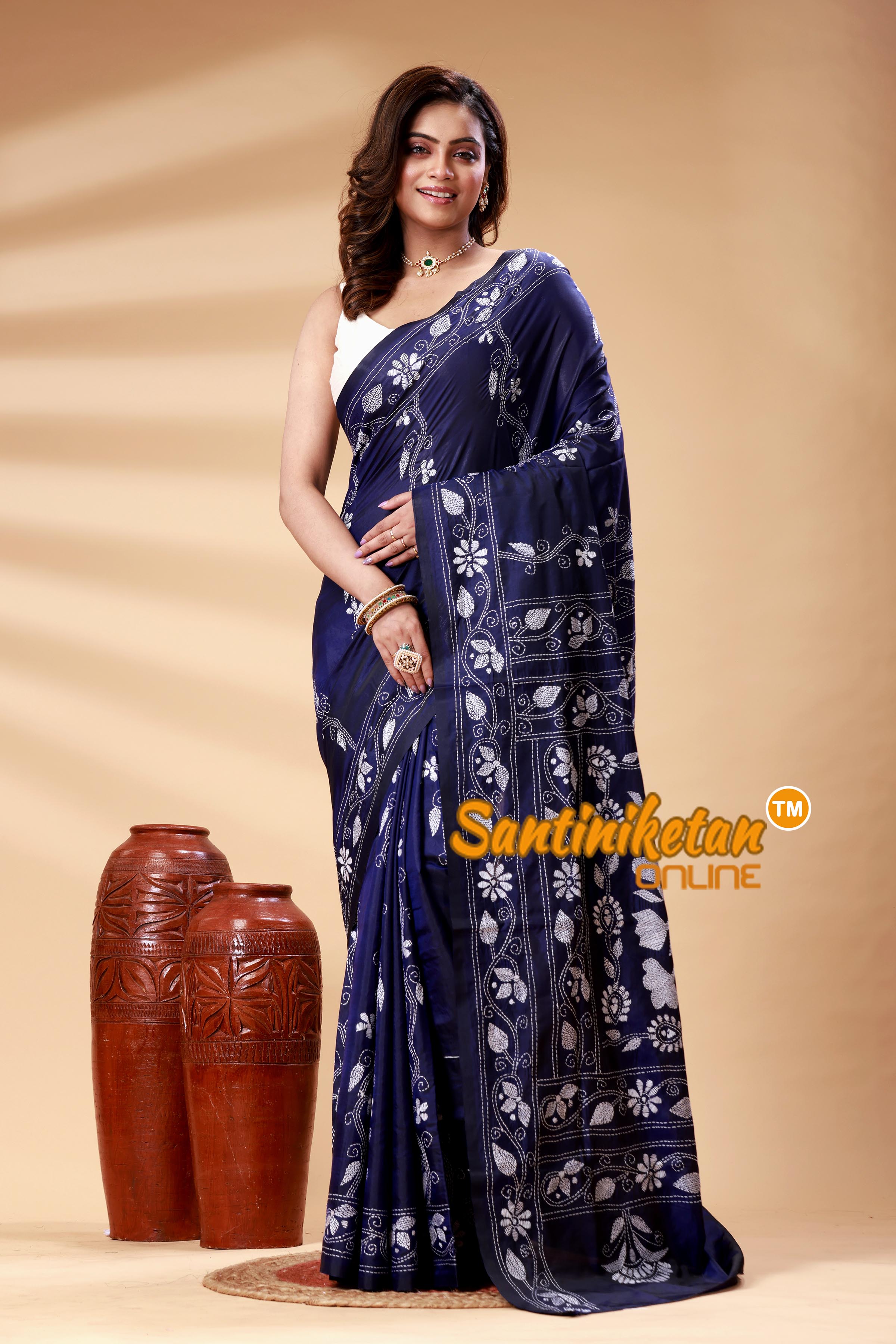 Bangalore Silk Kantha Stitch Saree SN202525015