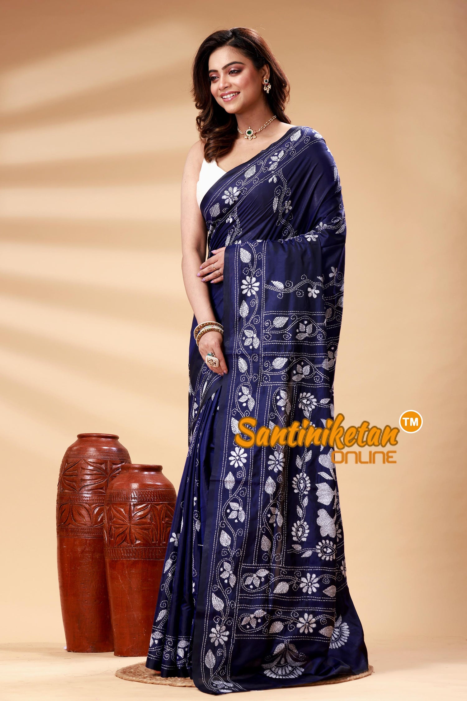 Bangalore Silk Kantha Stitch Saree SN202525015