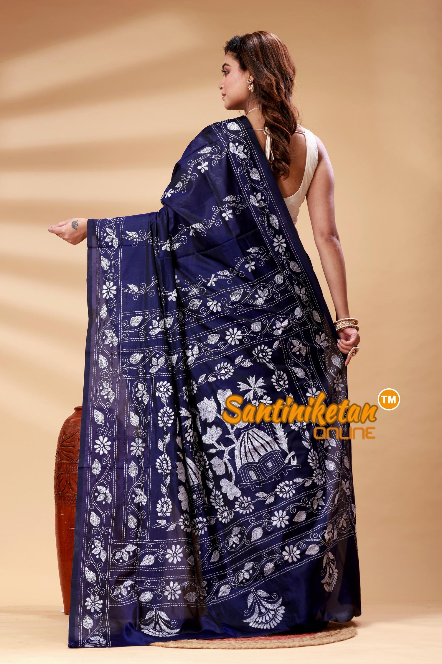 Bangalore Silk Kantha Stitch Saree SN202525015