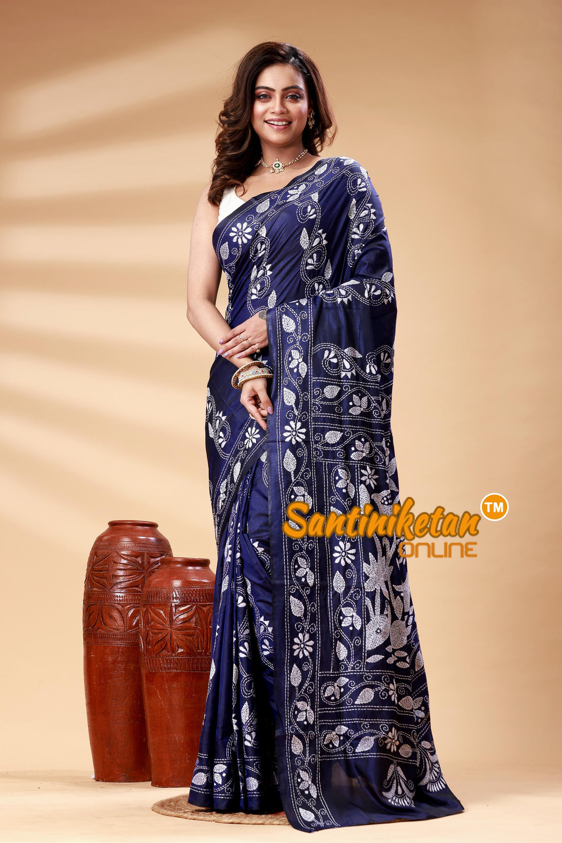 Bangalore Silk Kantha Stitch Saree SN202525051