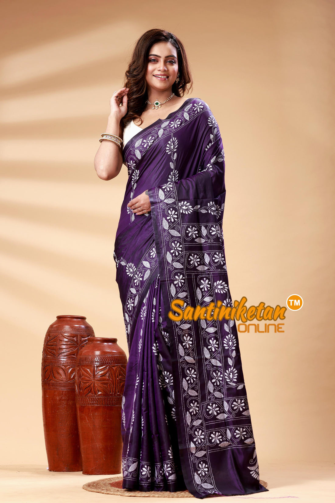 Bangalore Silk Kantha Stitch Saree SN202525063