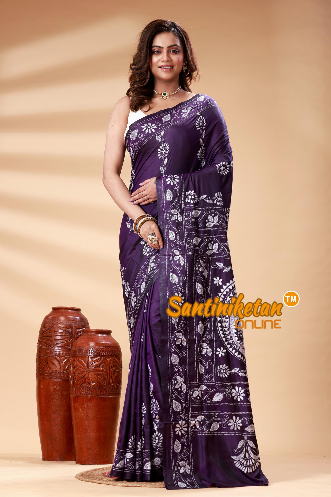 Bangalore Silk Kantha Stitch Saree SN202525075