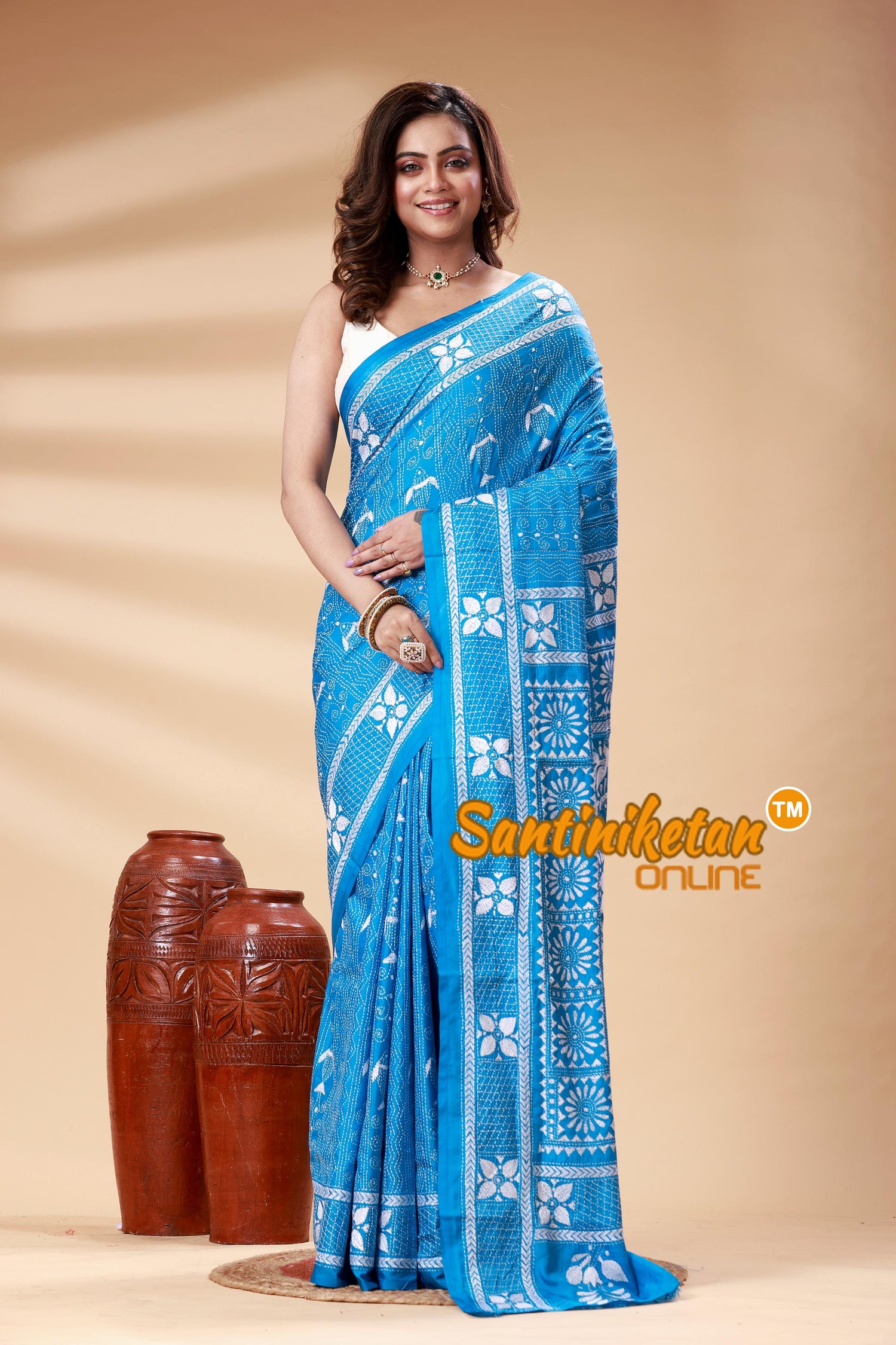 Bangalore Silk Kantha Stitch Saree SN202525087
