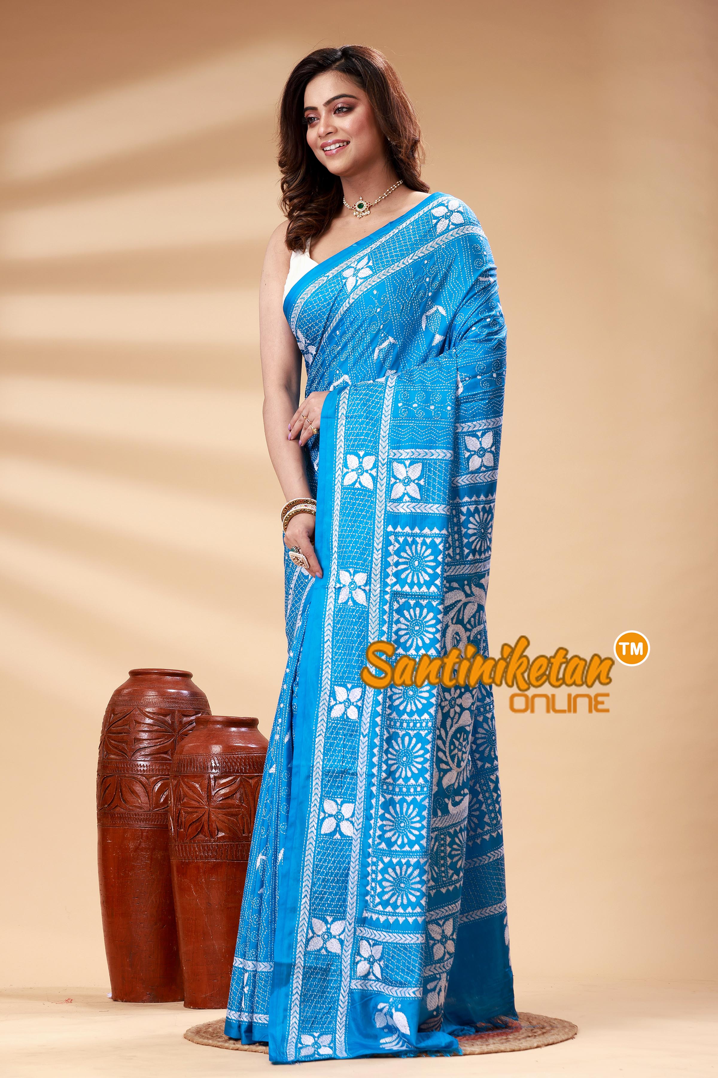 Bangalore Silk Kantha Stitch Saree SN202525087