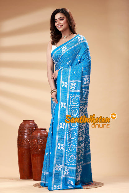 Bangalore Silk Kantha Stitch Saree SN202525087
