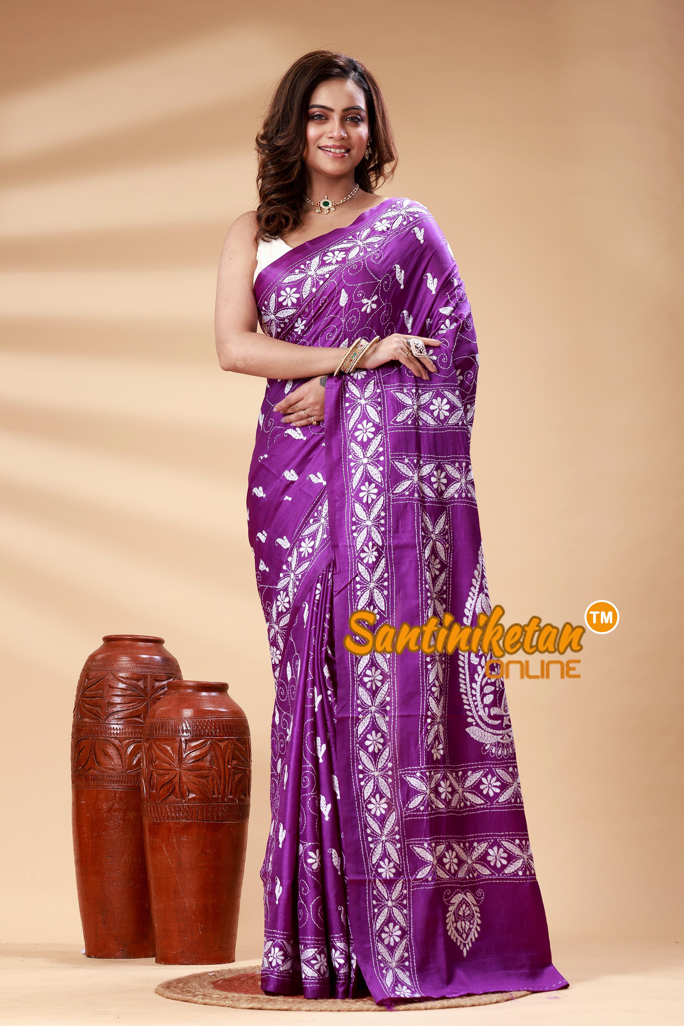 Bangalore Silk Kantha Stitch Saree SN202525111