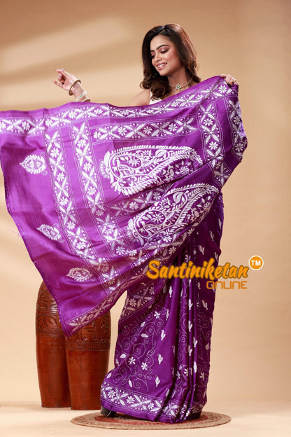 Bangalore Silk Kantha Stitch Saree SN202525111