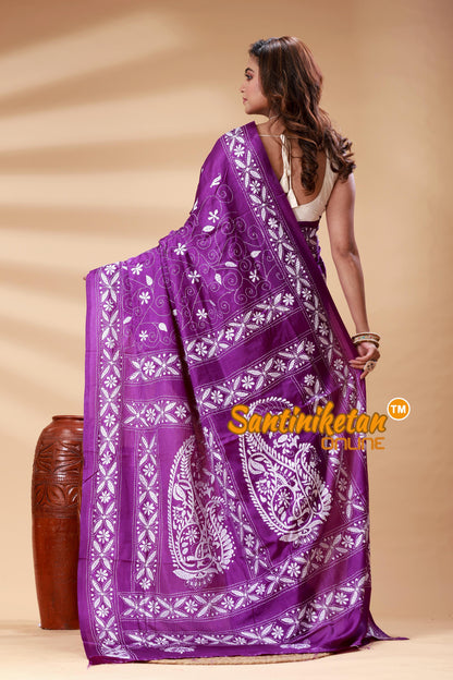 Bangalore Silk Kantha Stitch Saree SN202525111