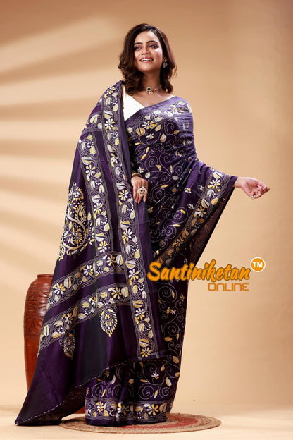 Bangalore Silk Kantha Stitch Saree SN202525117
