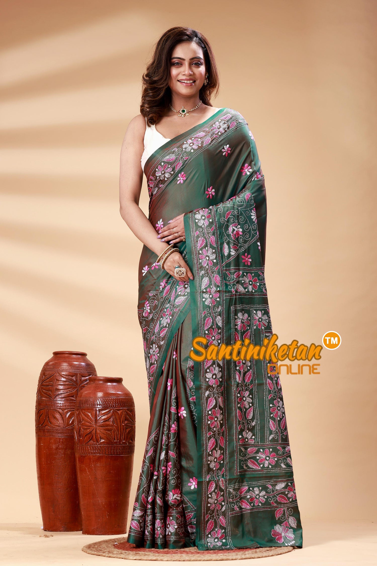 Bangalore Silk Kantha Stitch Saree SN202525123