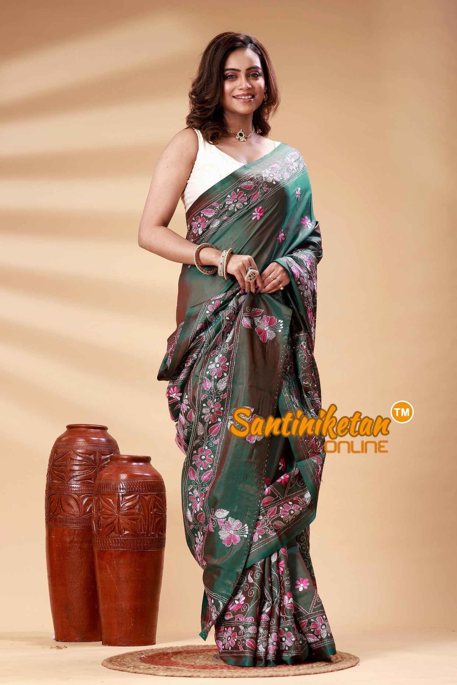 Bangalore Silk Kantha Stitch Saree SN202525123