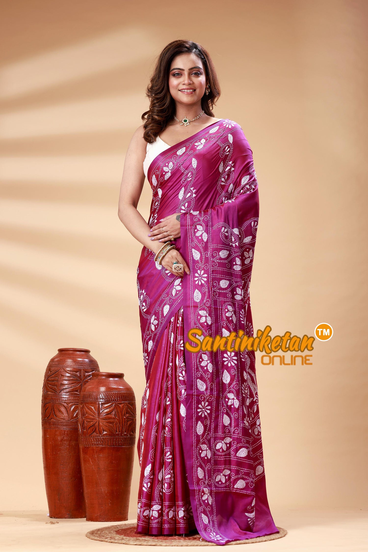 Bangalore Silk Kantha Stitch Saree SN202525141