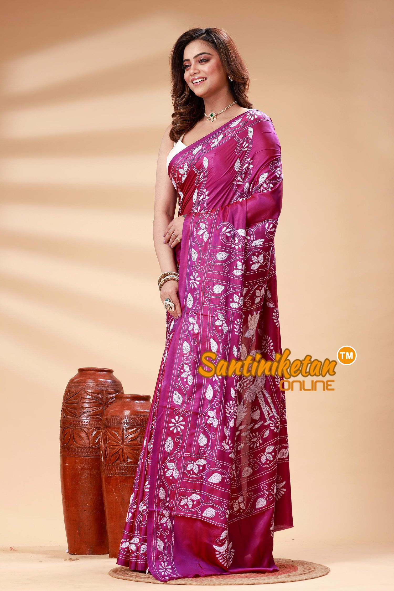 Bangalore Silk Kantha Stitch Saree SN202525141