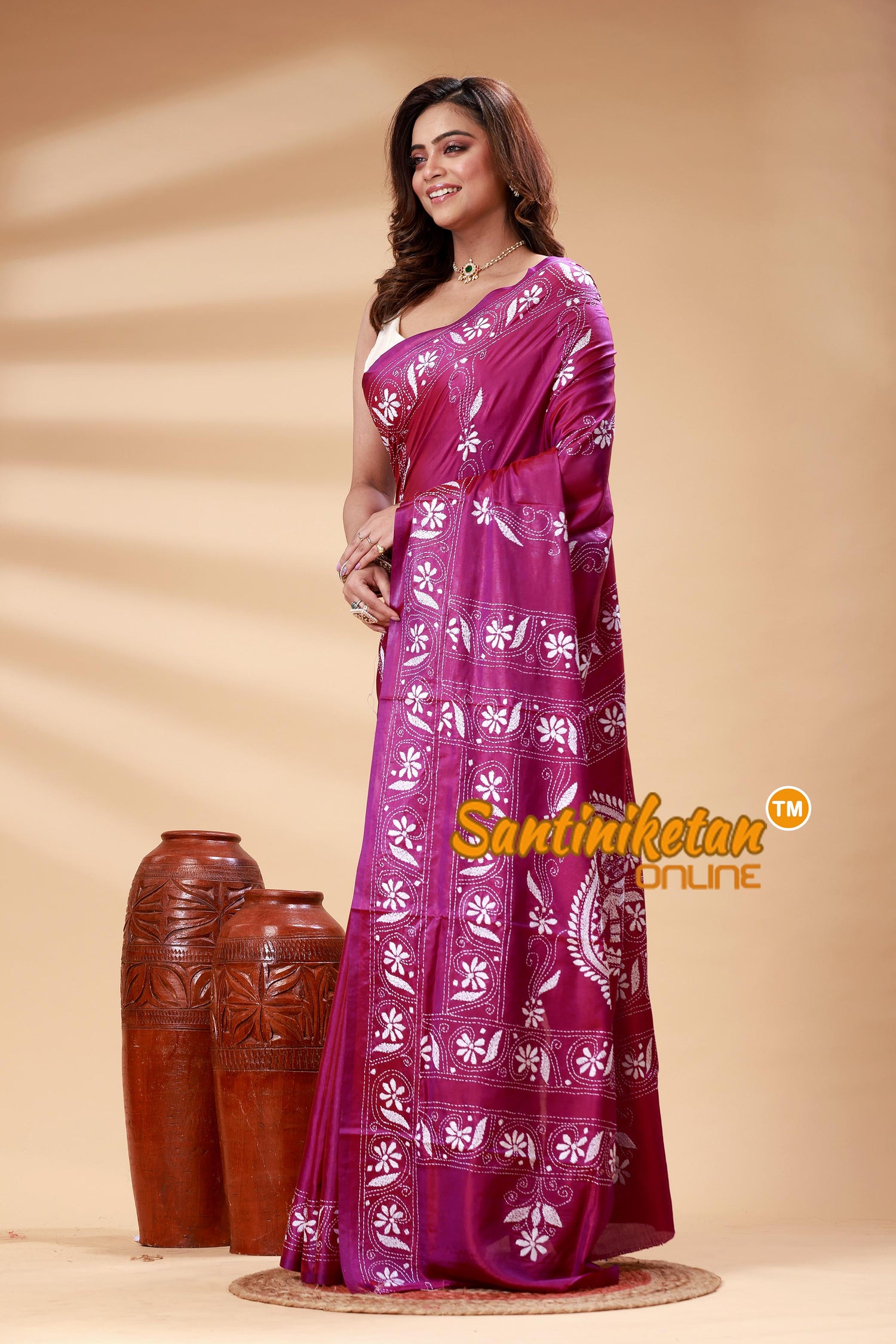Bangalore Silk Kantha Stitch Saree SN202525147