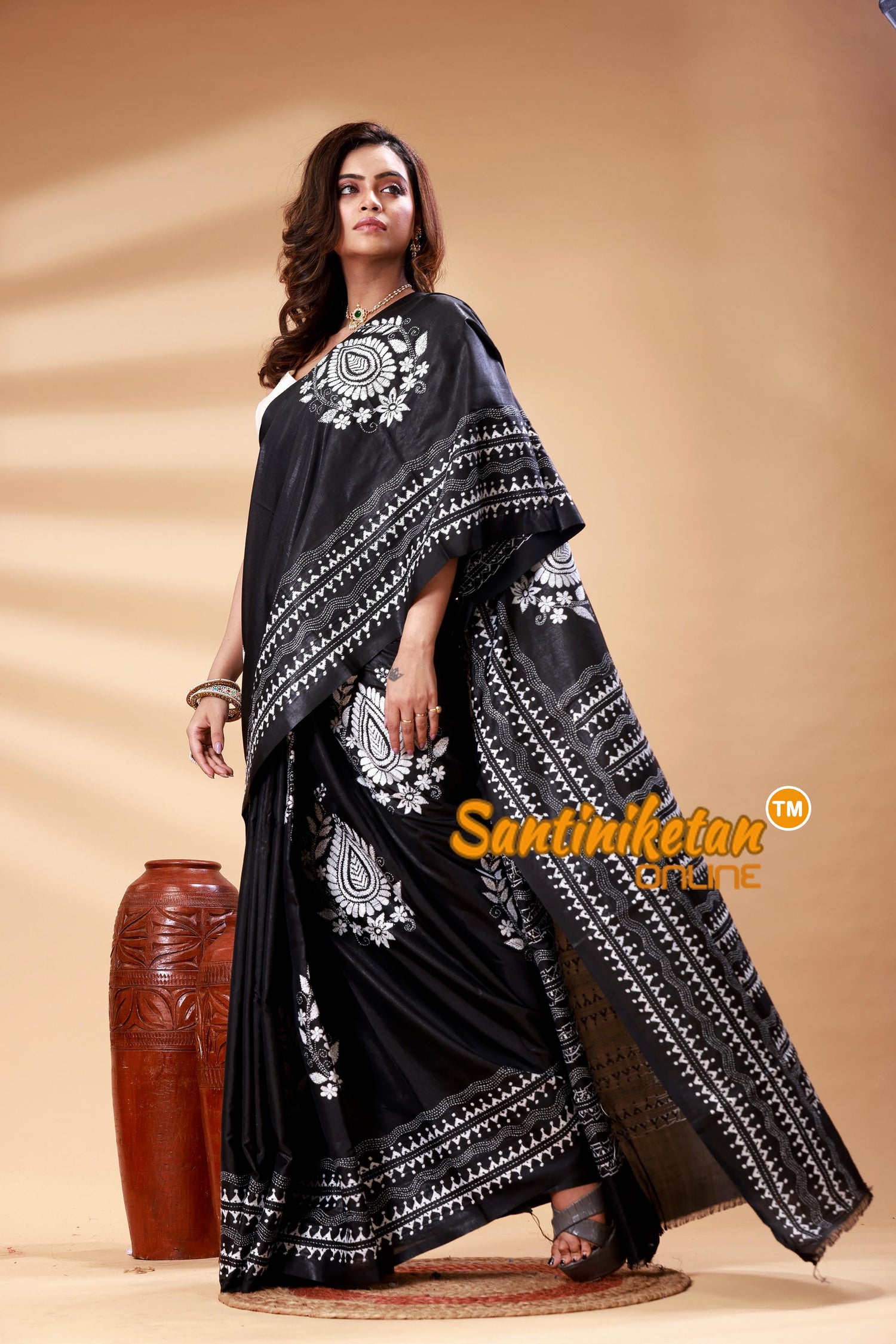 Bangalore Silk Kantha Stitch Saree SN202525153