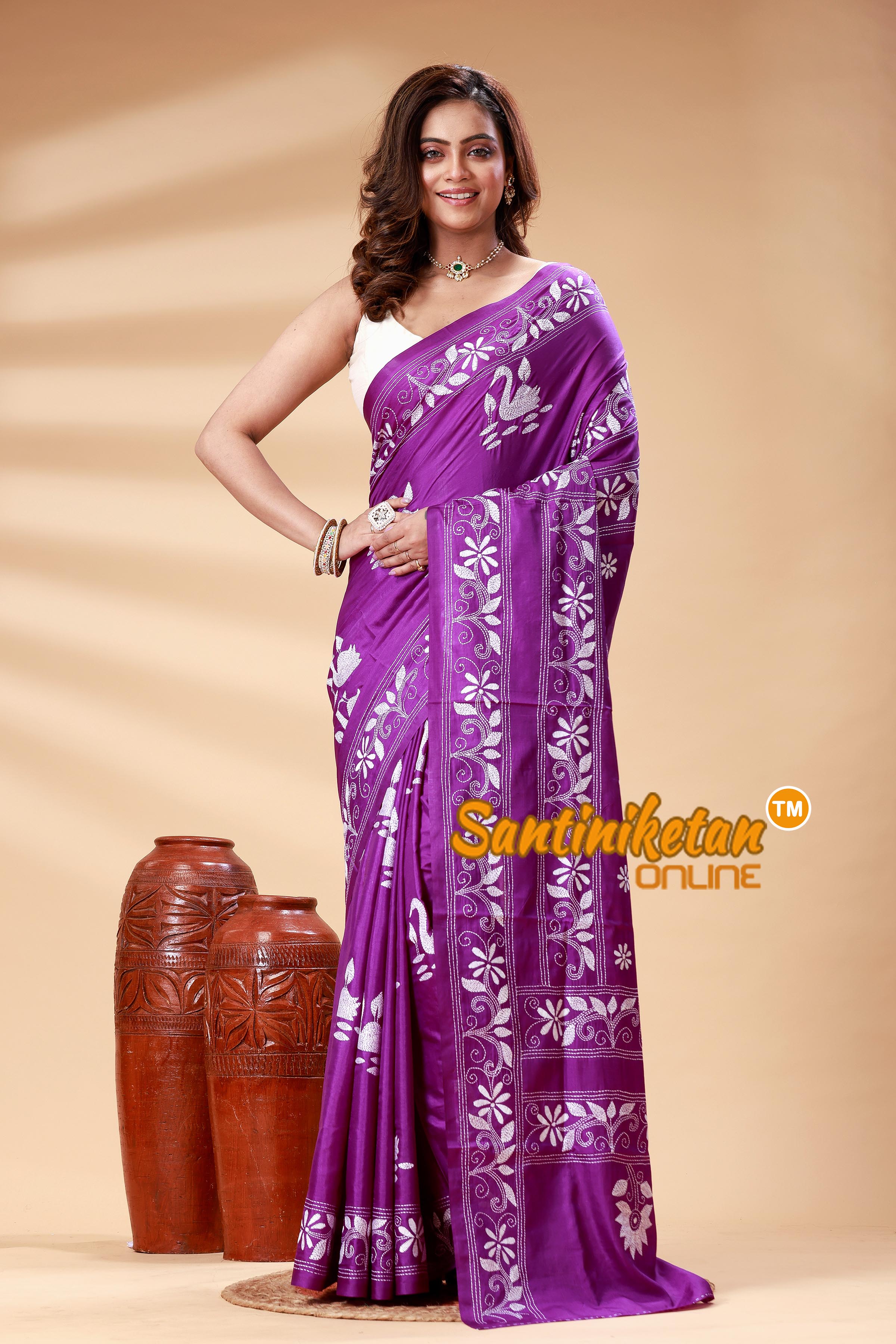 Bangalore Silk Kantha Stitch Saree SN202525170