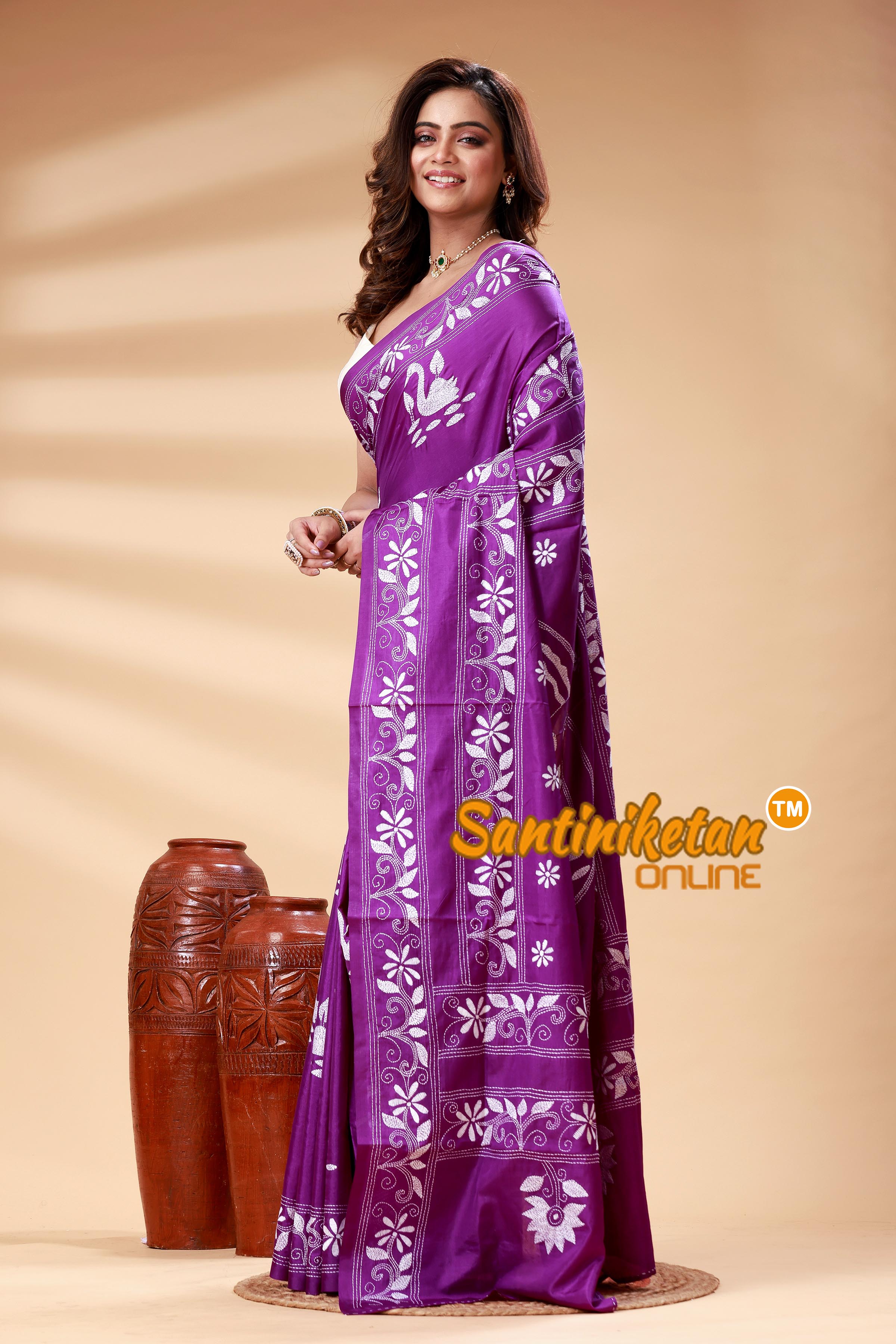 Bangalore Silk Kantha Stitch Saree SN202525170