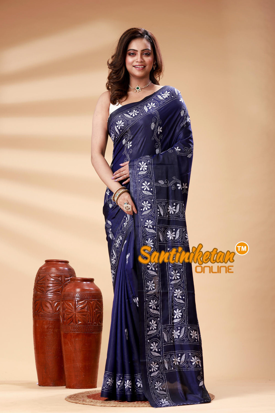 Bangalore Silk Kantha Stitch Saree SN202525182
