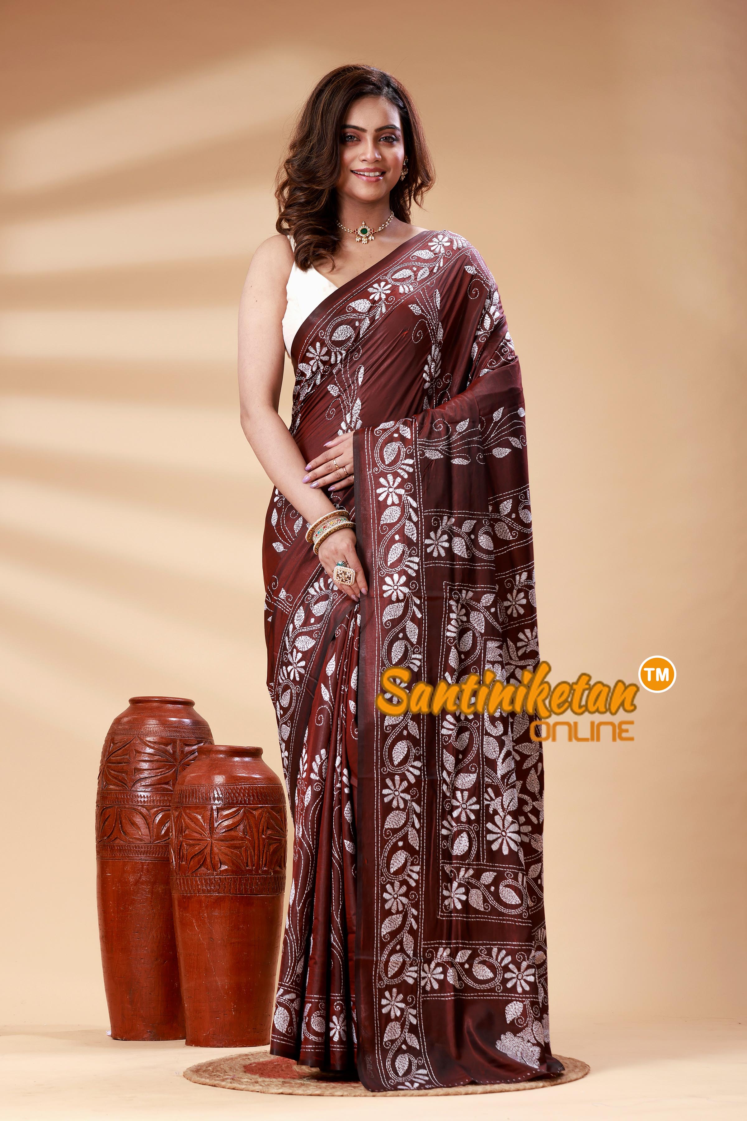 Bangalore Silk Kantha Stitch Saree SN202525194