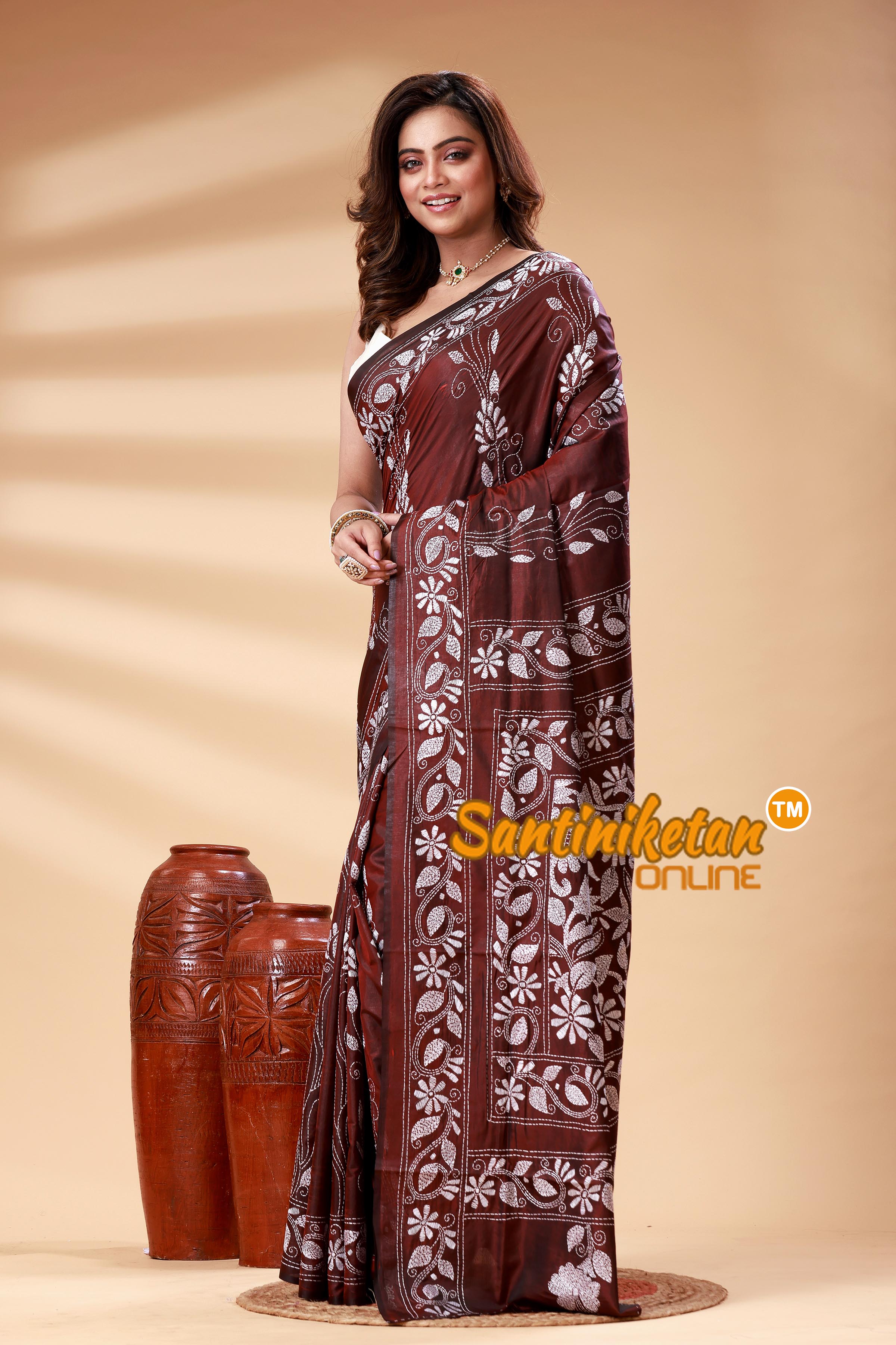 Bangalore Silk Kantha Stitch Saree SN202525194