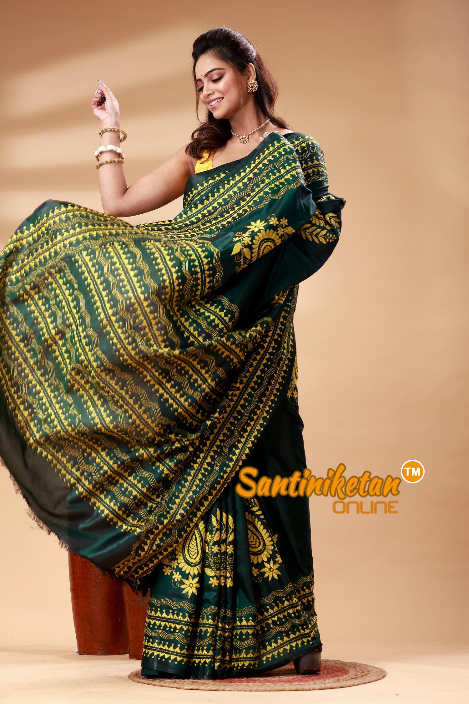Bangalore Silk Kantha Stitch Saree SN202525225