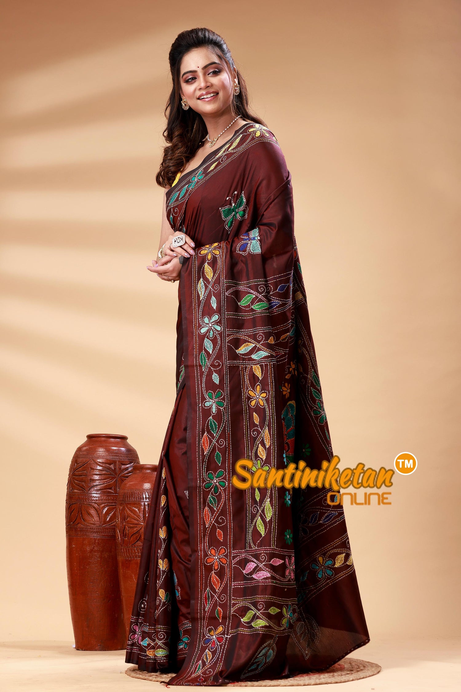 Bangalore Silk Kantha Stitch Saree SN202525231