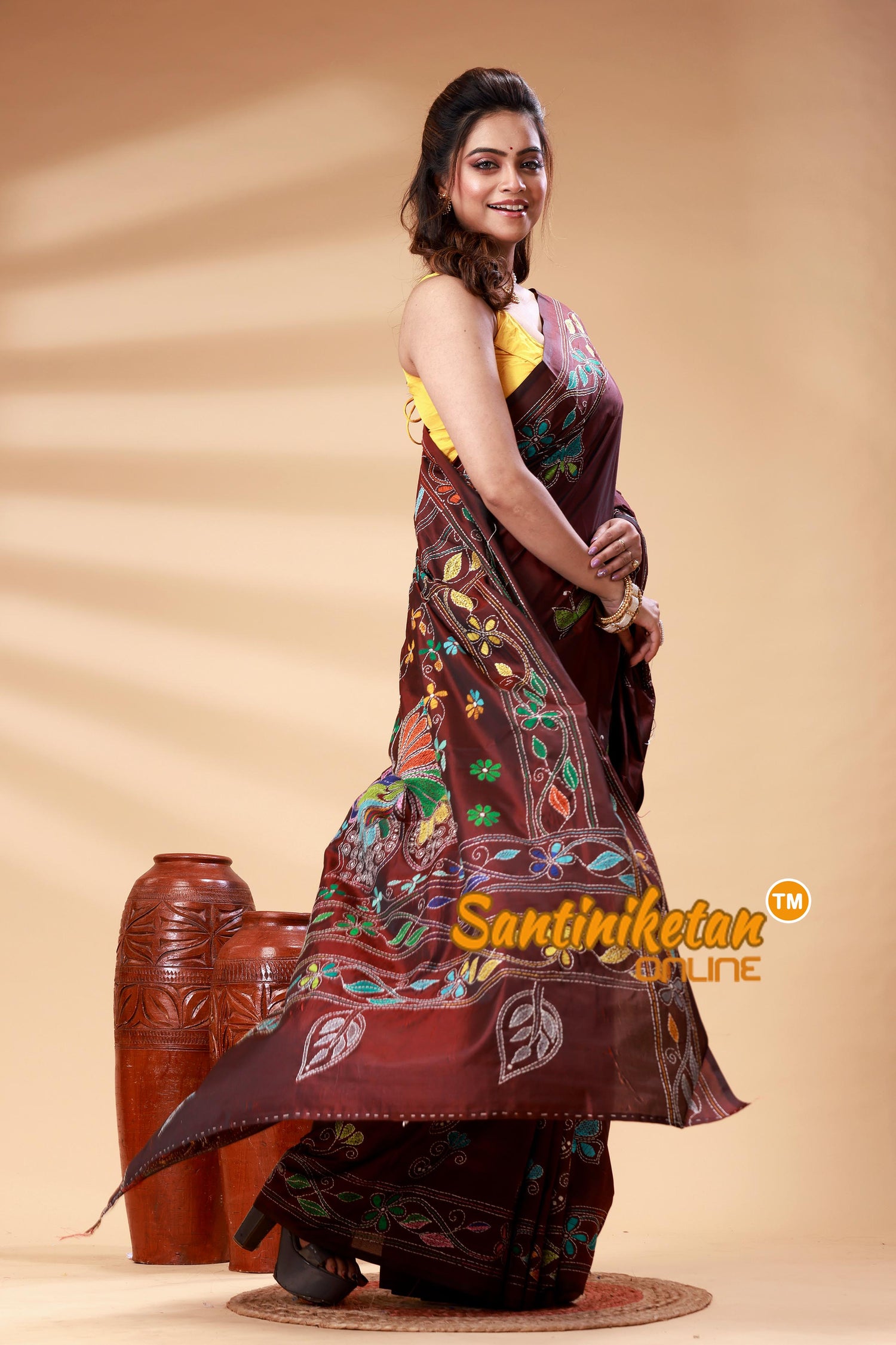 Bangalore Silk Kantha Stitch Saree SN202525231