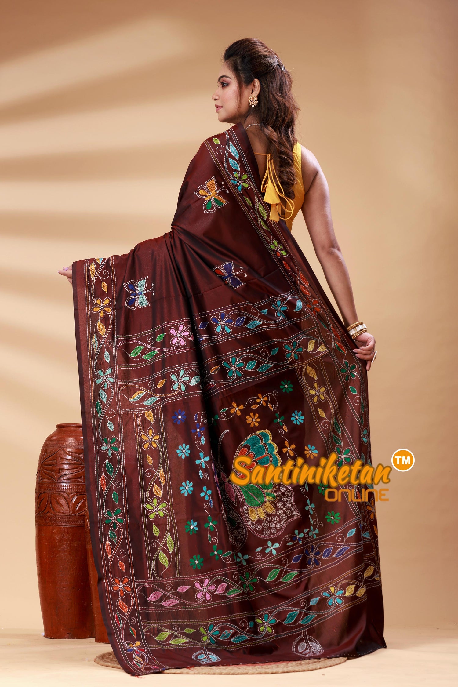 Bangalore Silk Kantha Stitch Saree SN202525231
