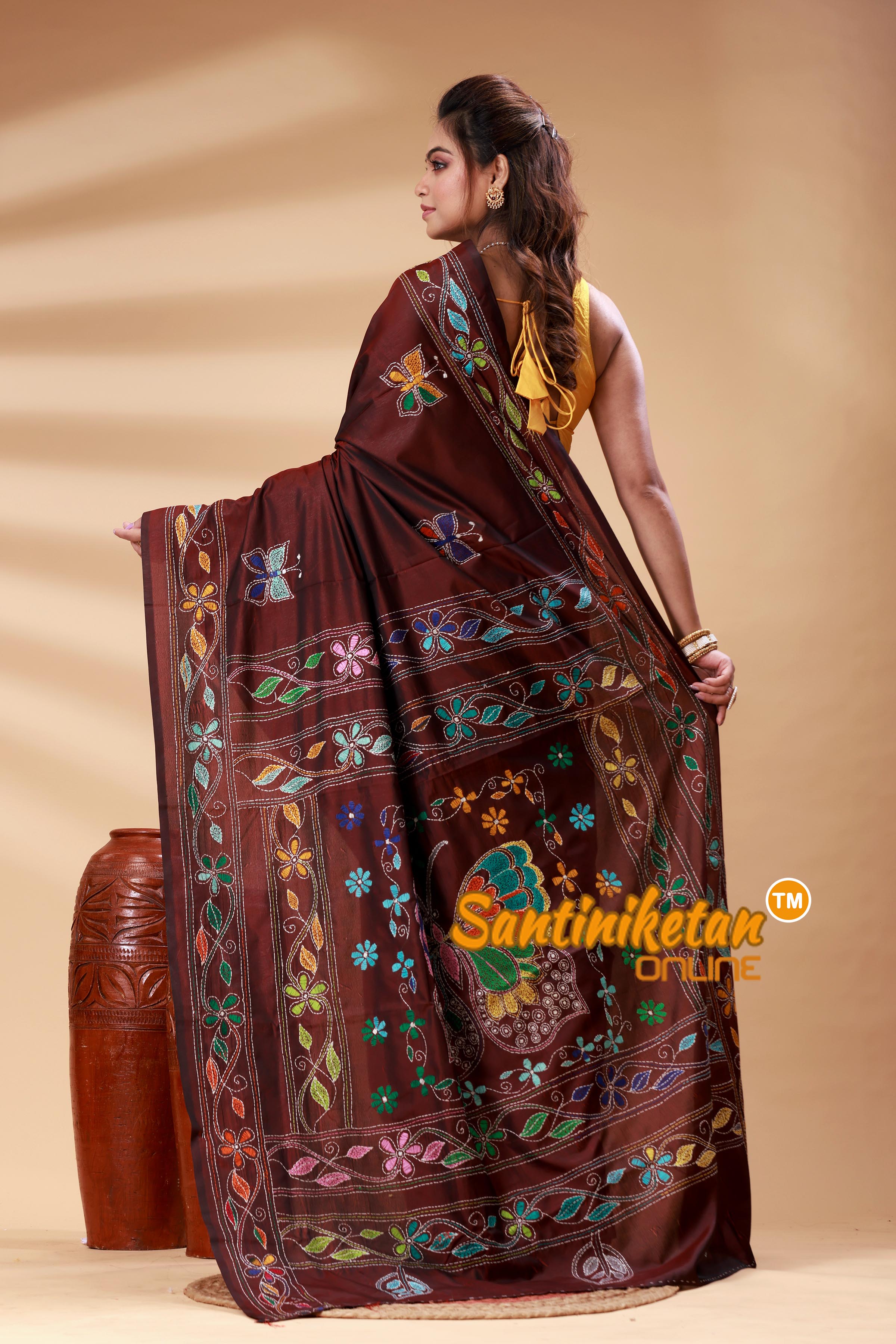 Bangalore Silk Kantha Stitch Saree SN202525231