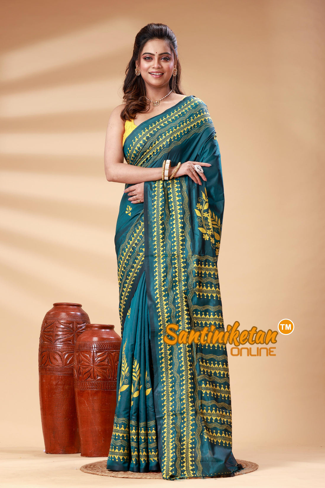 Bangalore Silk Kantha Stitch Saree SN202525237