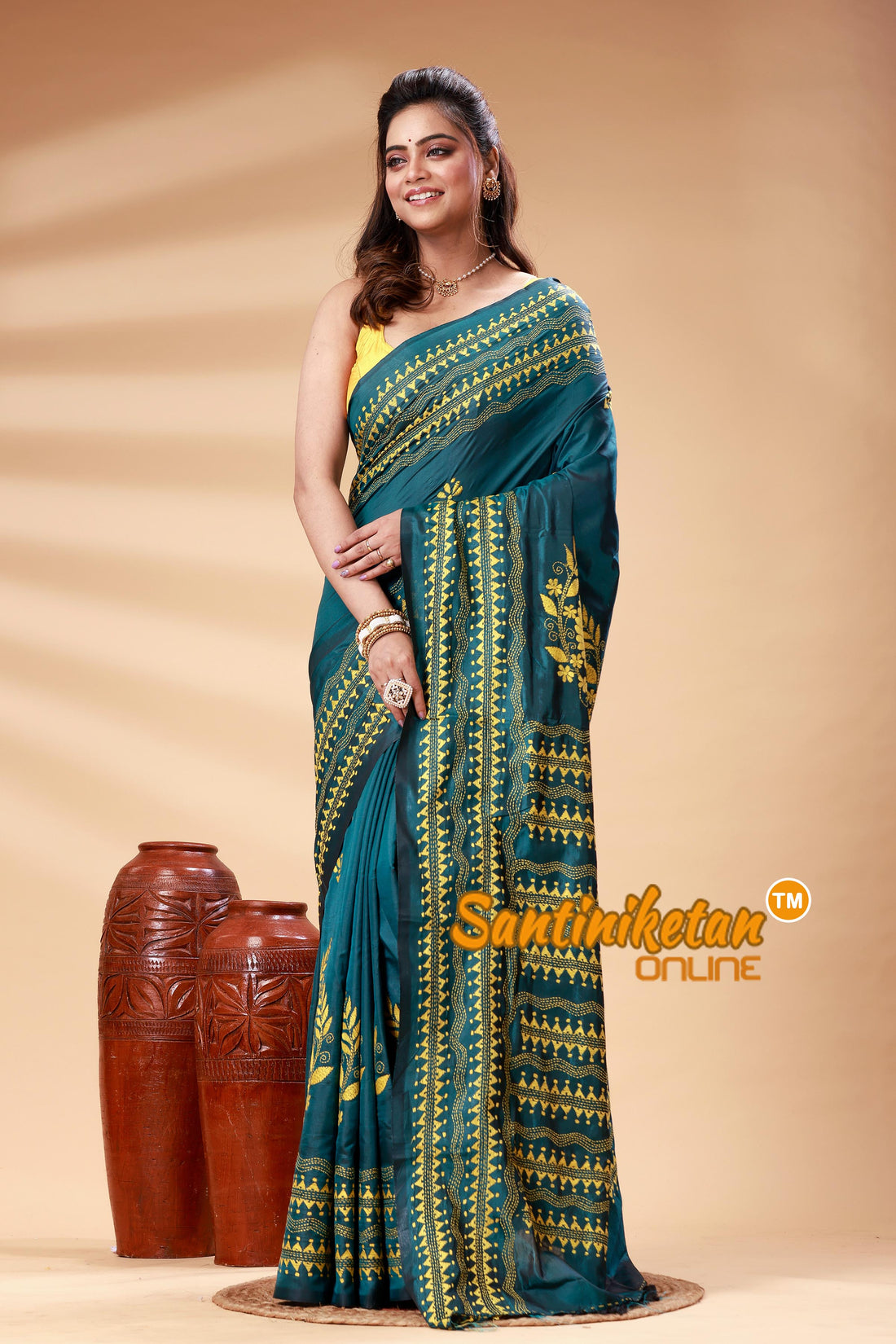 Bangalore Silk Kantha Stitch Saree SN202525237
