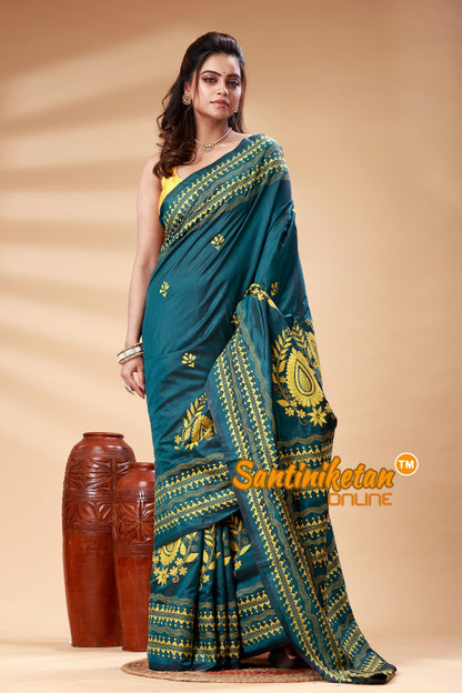 Bangalore Silk Kantha Stitch Saree SN202525237