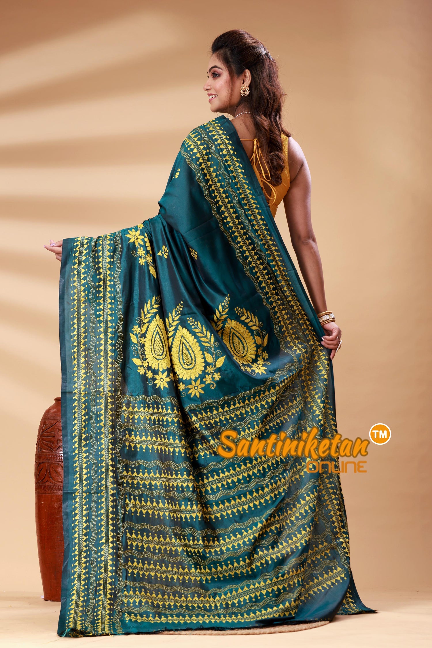 Bangalore Silk Kantha Stitch Saree SN202525237