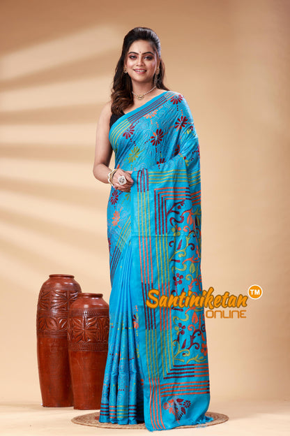 Bangalore Silk Kantha Stitch Saree SN202525316