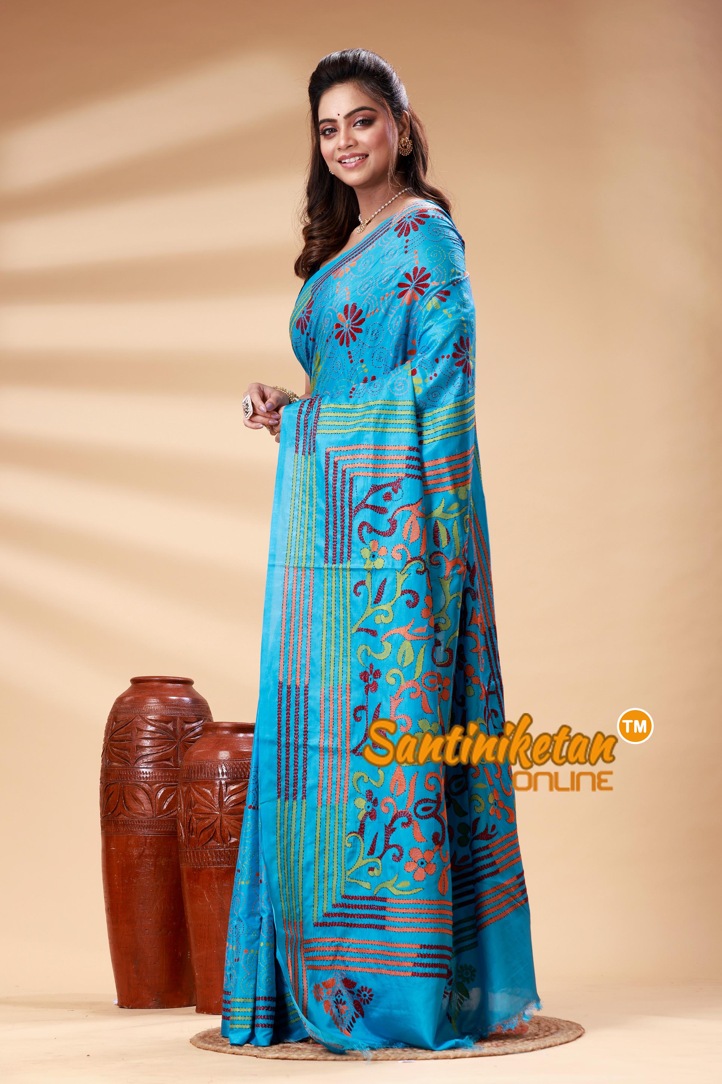 Bangalore Silk Kantha Stitch Saree SN202525316