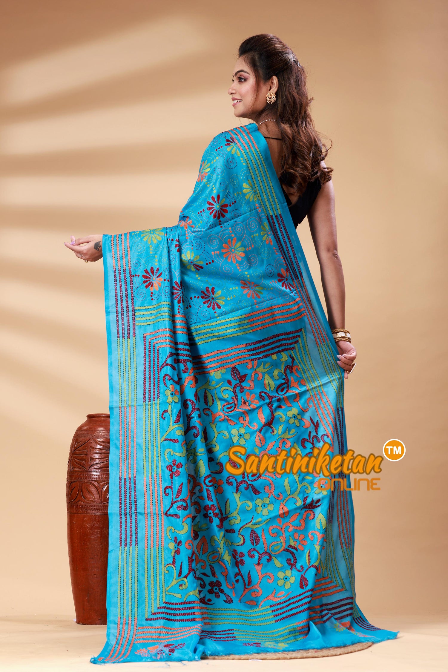 Bangalore Silk Kantha Stitch Saree SN202525316