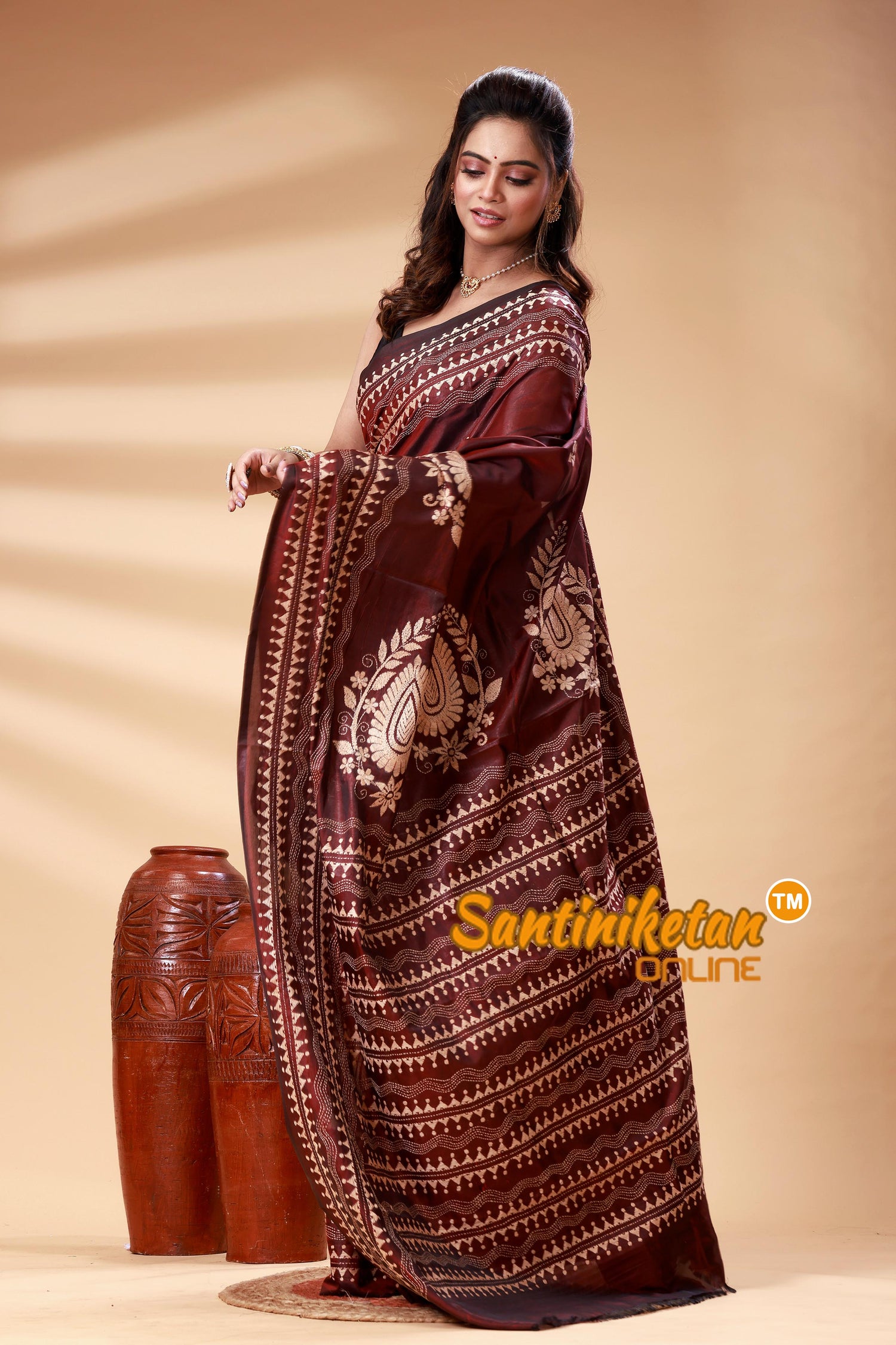 Bangalore Silk Kantha Stitch Saree SN202525322