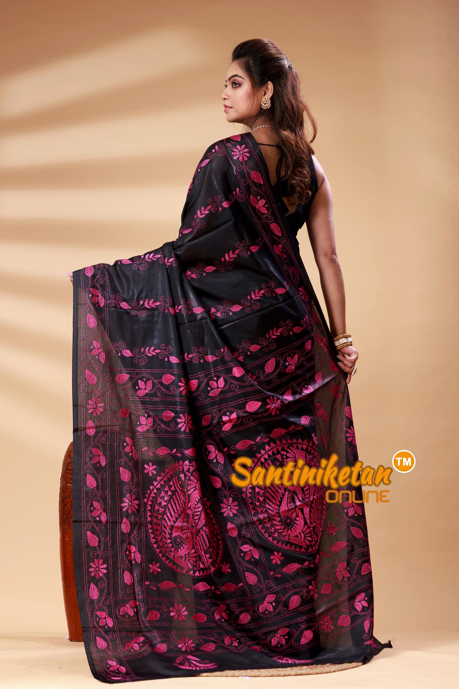 Bangalore Silk Kantha Stitch Saree SN202525328