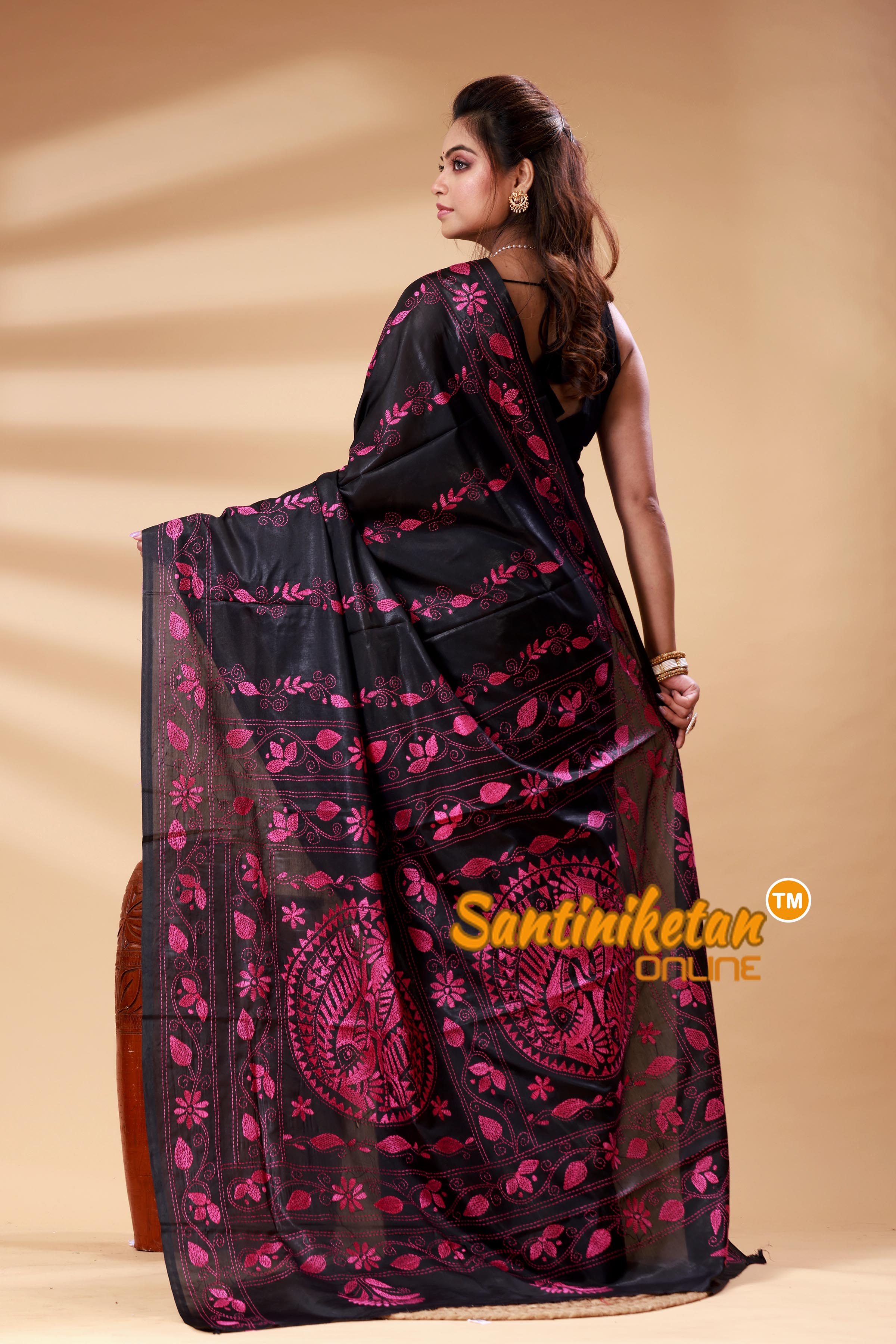 Bangalore Silk Kantha Stitch Saree SN202525328