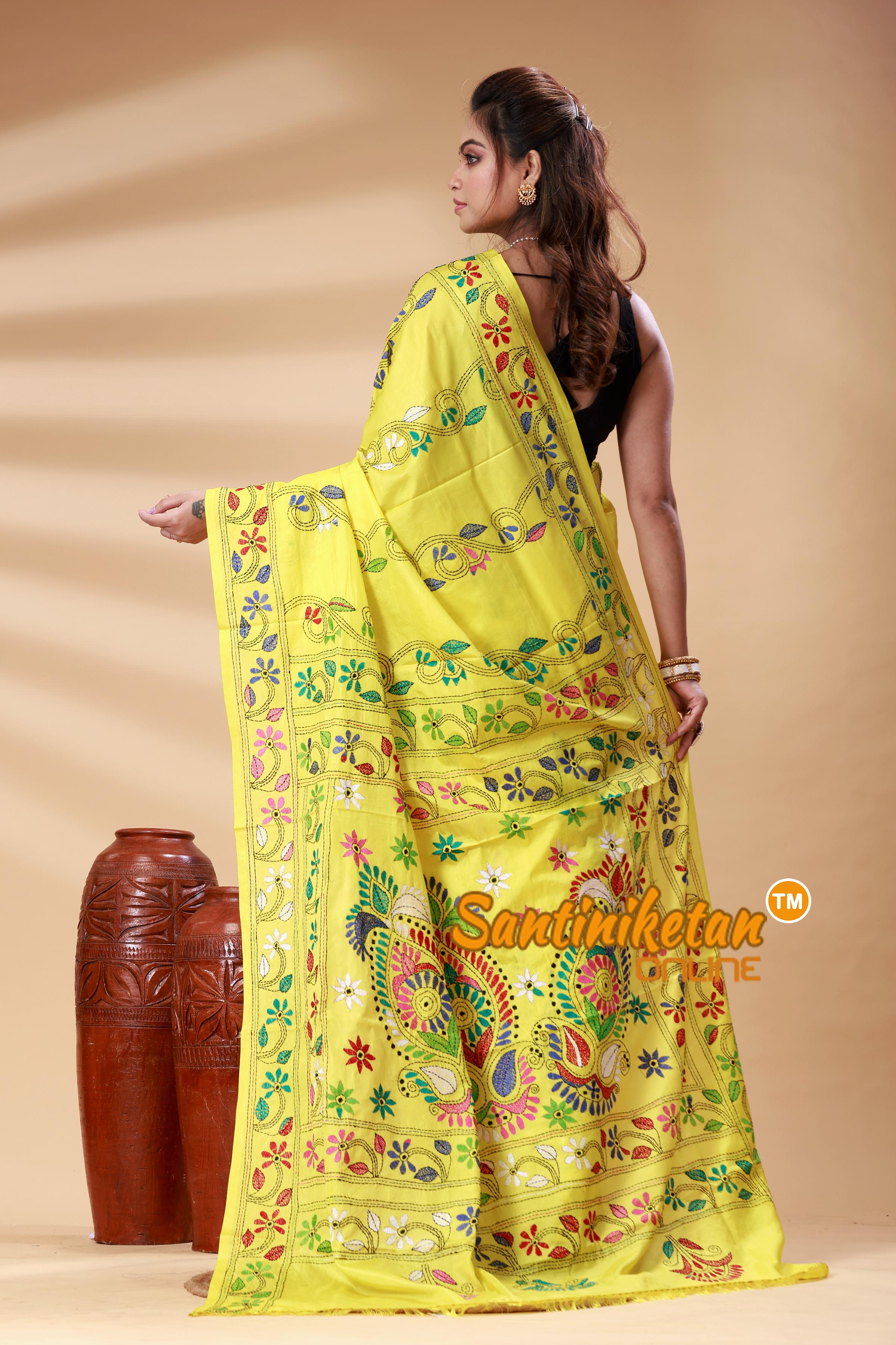 Bangalore Silk Kantha Stitch Saree SN202525334