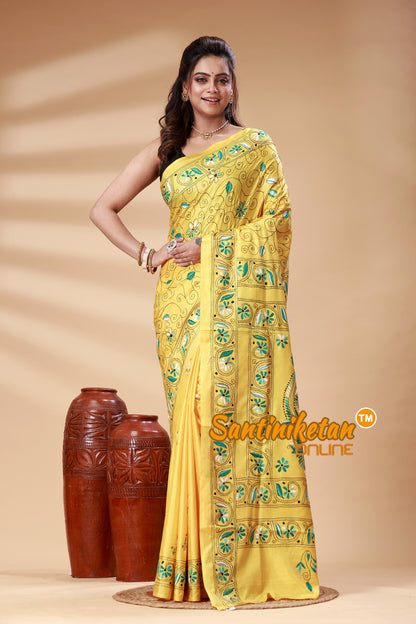 Bangalore Silk Kantha Stitch Saree SN202525340