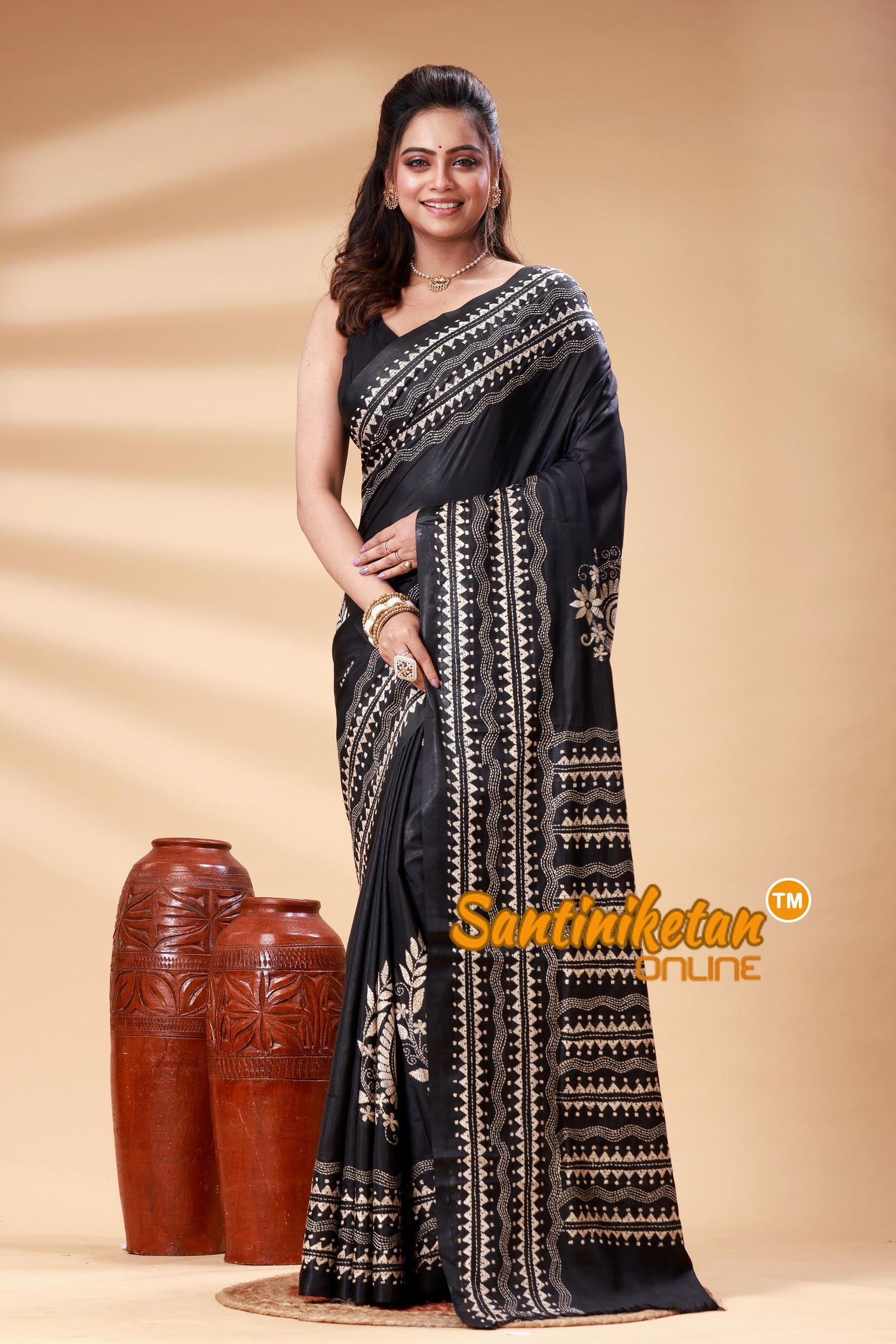 Bangalore Silk Kantha Stitch Saree SN202525352