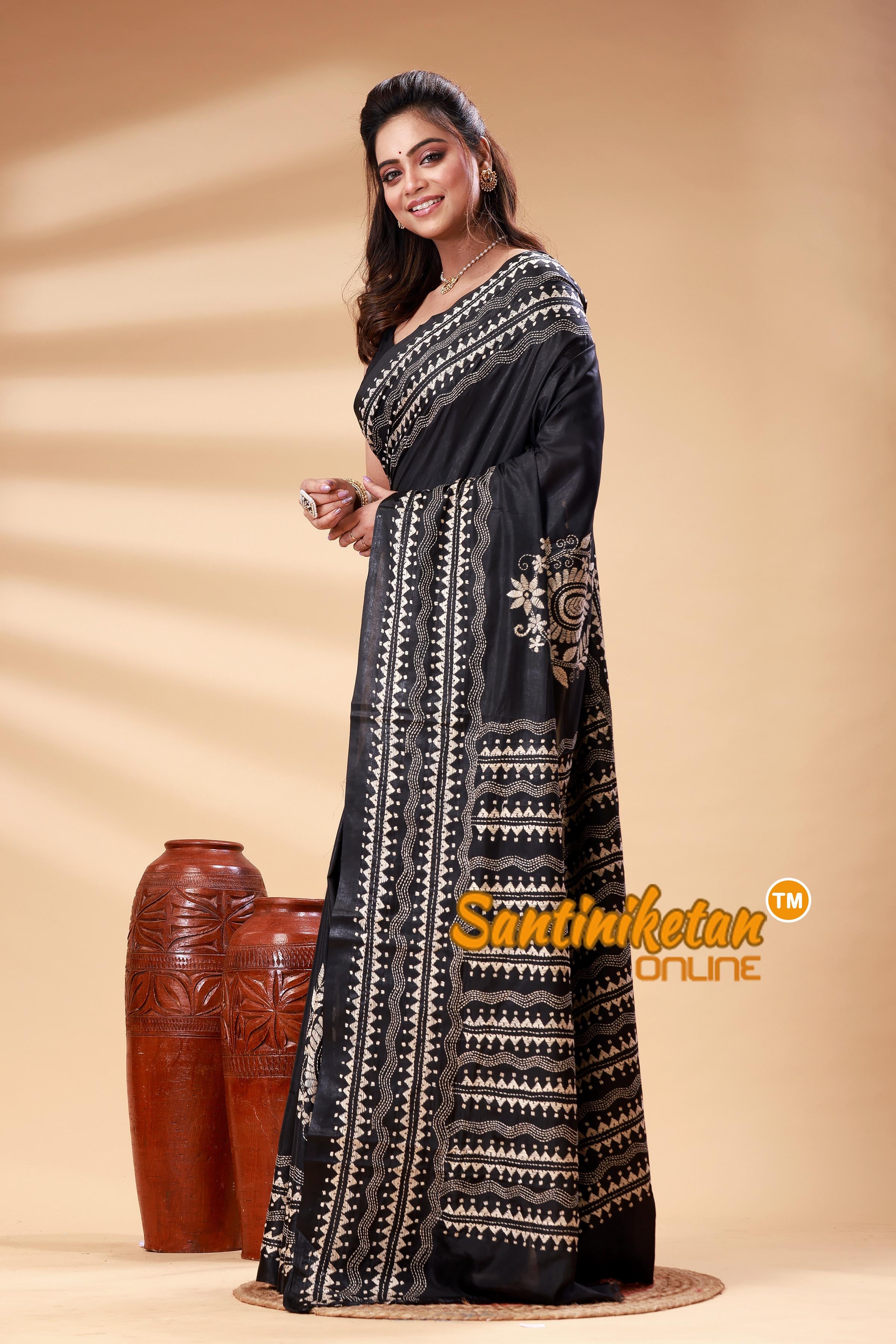 Bangalore Silk Kantha Stitch Saree SN202525352