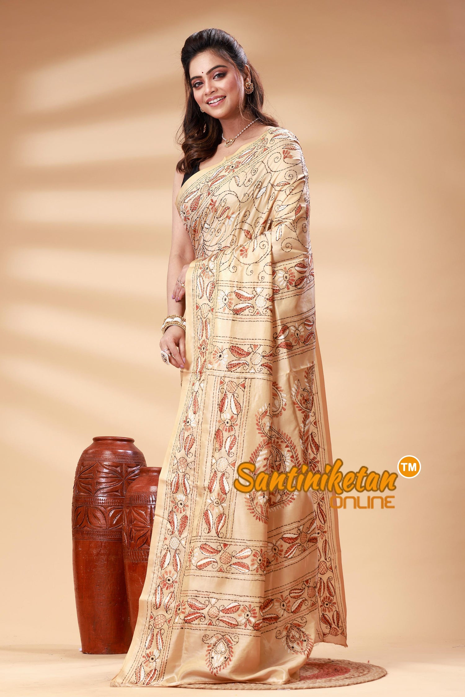 Bangalore Silk Kantha Stitch Saree SN202525365