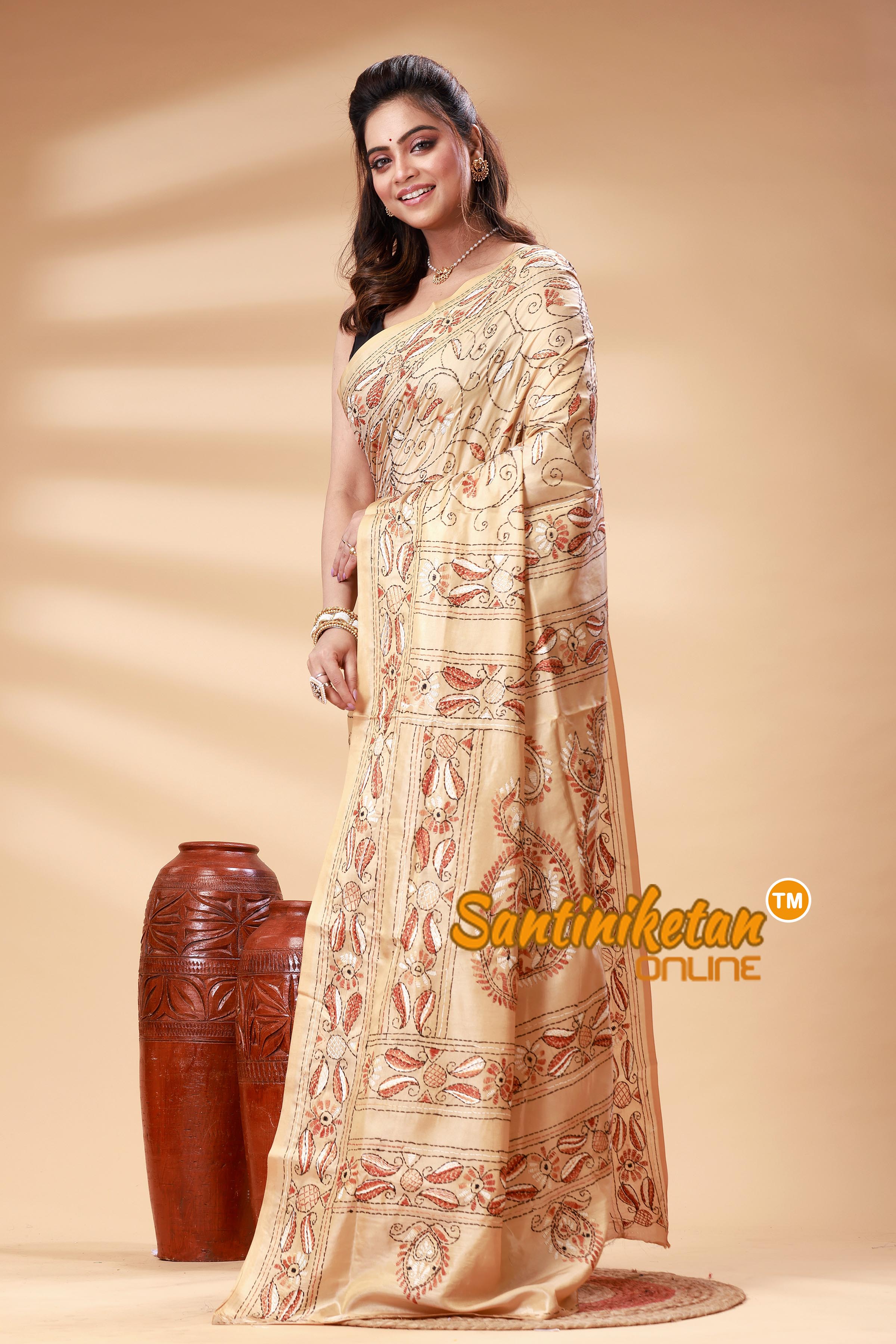 Bangalore Silk Kantha Stitch Saree SN202525365