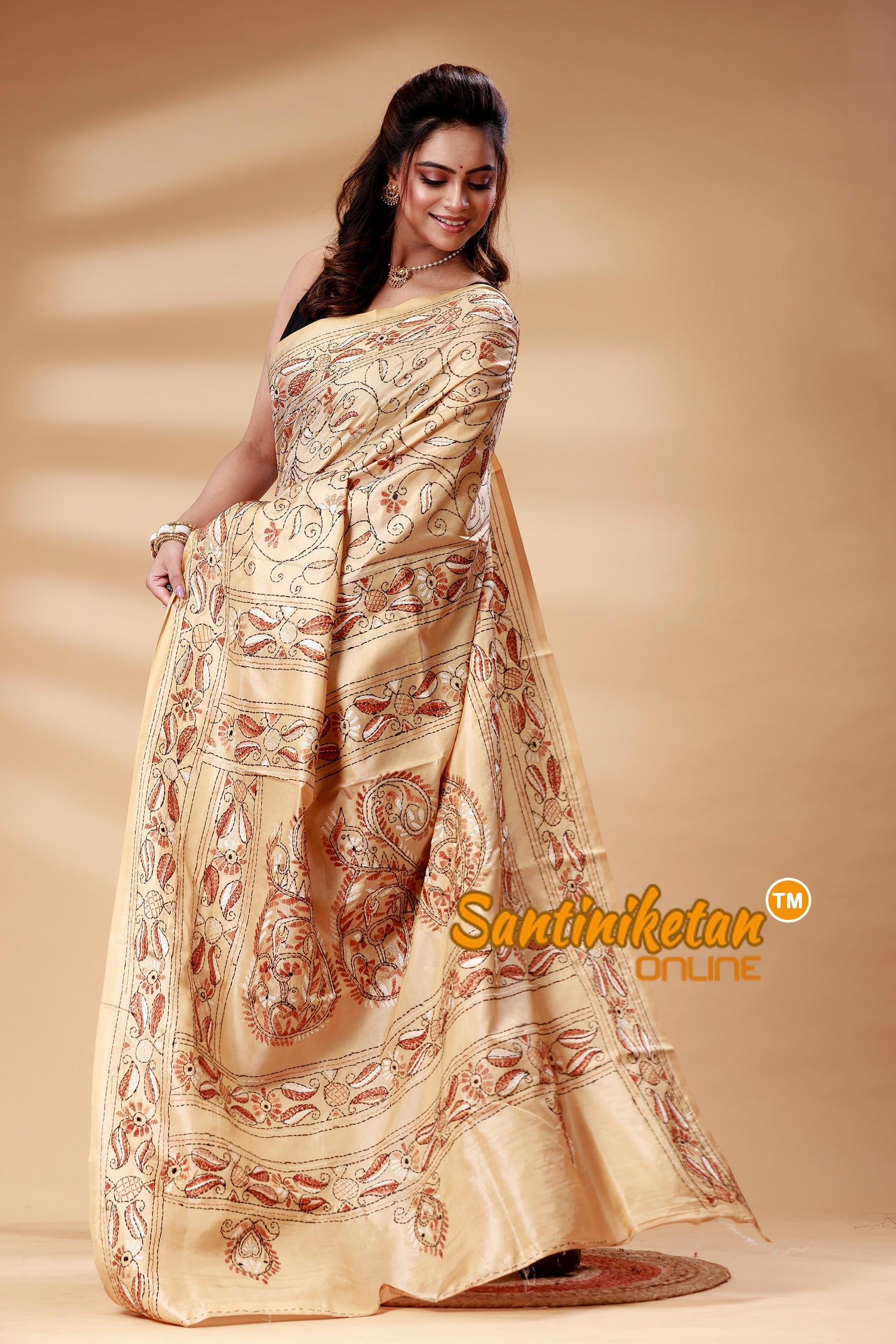 Bangalore Silk Kantha Stitch Saree SN202525365